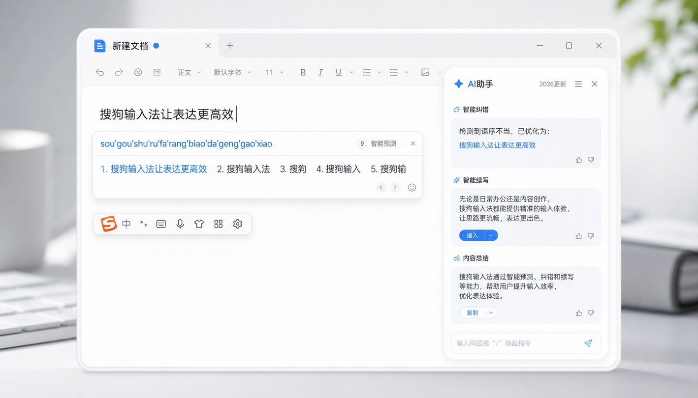 搜狗输入法极简工作台与跨端输入场景